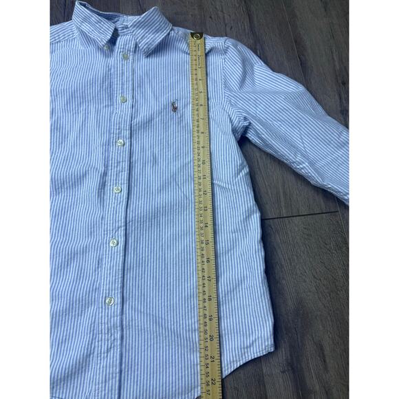 Ralph Lauren Cotton Striped Button Down Shirt L 14/16 Classic Preppy Blue - Picture 4 of 9